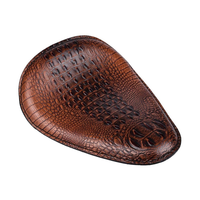 NATGIC Universal Motorcycle Crocodile Leather Saddle Solo Seat Cushion Spring for Honda/Yamaha/Kawasaki/Suzuki/Bobber/Chopper (Brown) - Image 5